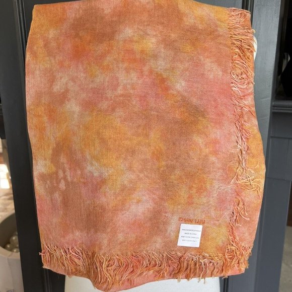 New Auth Chan Luu Watercolor Cashmere Silk Scarf- Pale Gold Color - Picture 6 of 7